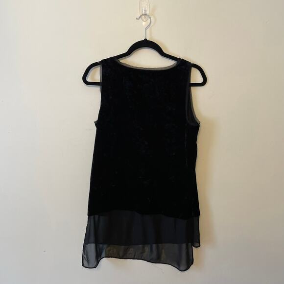 Simply Vera Vera Wang M tank top velvet sheer chiffon goth punk tunic black - Picture 5 of 7